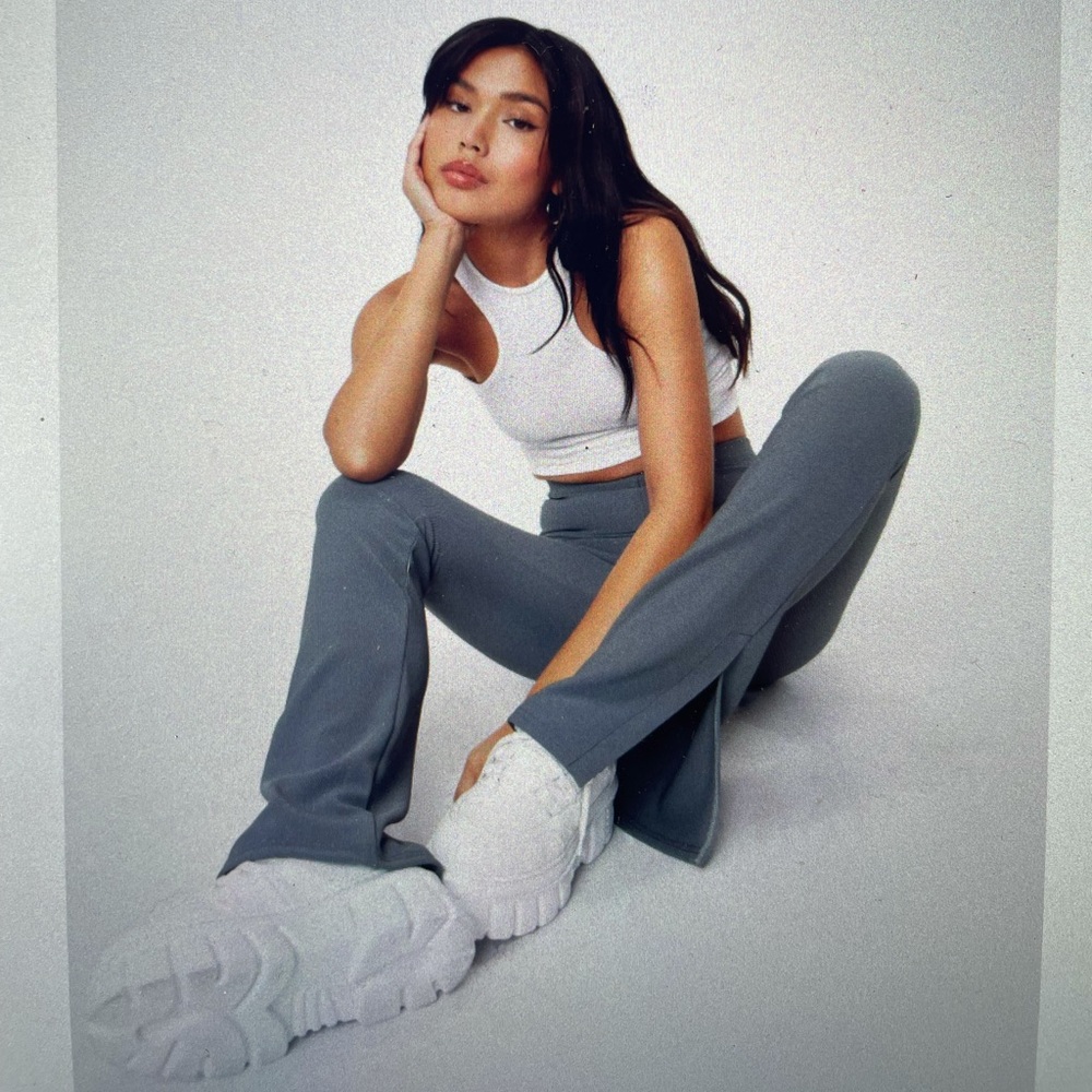Split Hem Flare Pants (High Waisted)